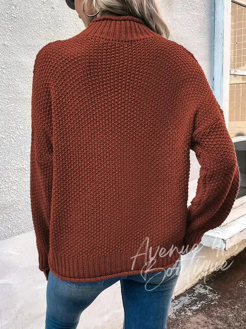 Roll Hem Drop Shoulder Sweater Trendsi