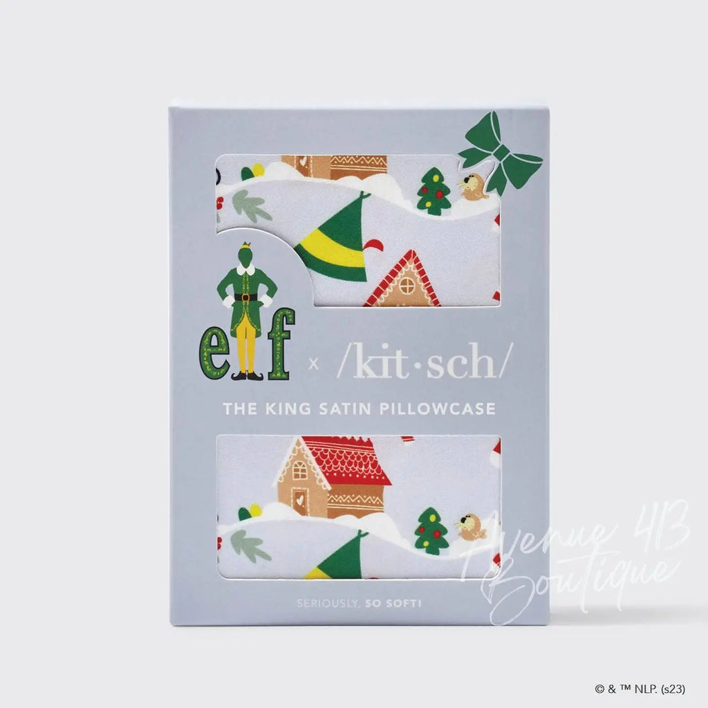 elf x kitsch King Satin Pillowcase - Periwinkle Christmas KITSCH