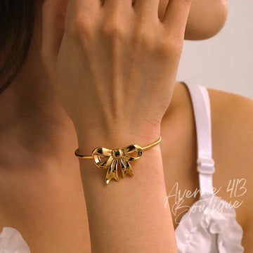 18K Gold-Plated Stainless Steel Bow Bracelet Trendsi