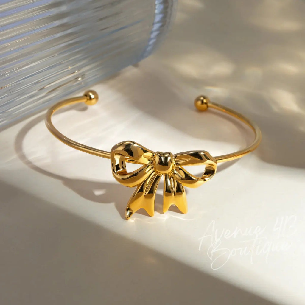 18K Gold-Plated Stainless Steel Bow Bracelet Trendsi