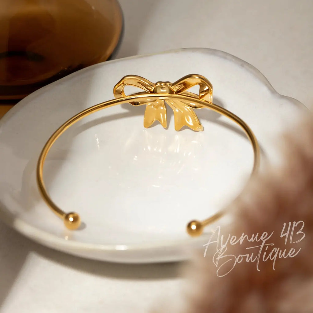 18K Gold-Plated Stainless Steel Bow Bracelet Trendsi