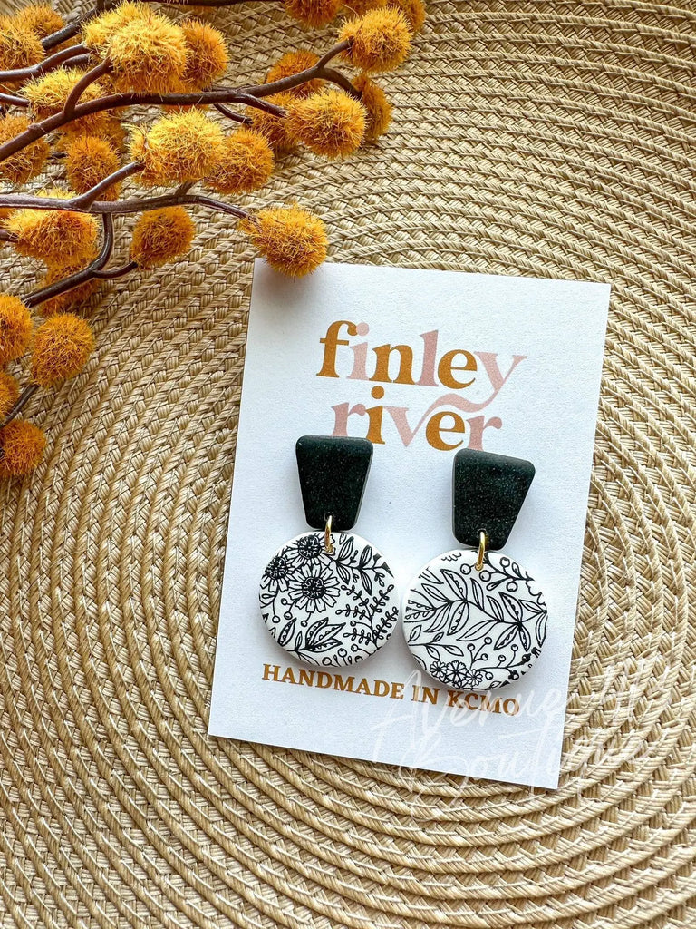 Amelia | Vintage Floral | Clay Earrings Finley River Millworks