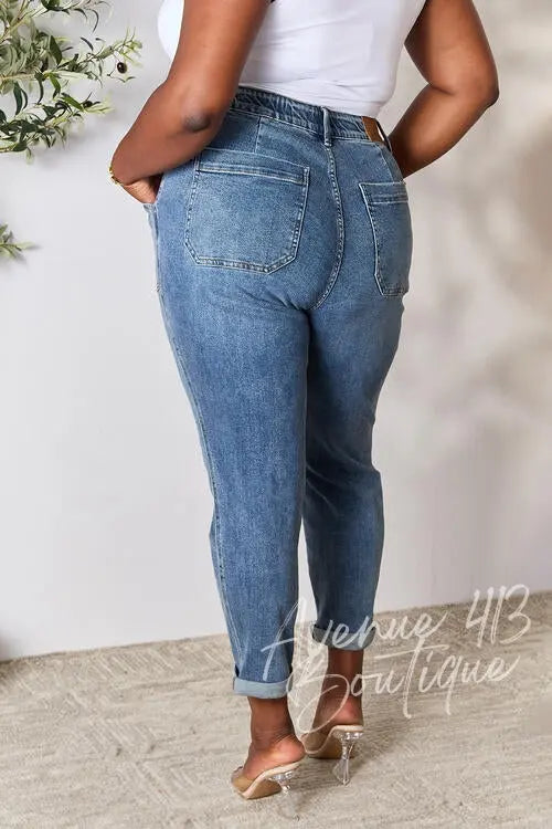 Judy Blue Full Size High Waist Drawstring Denim Jeans Trendsi