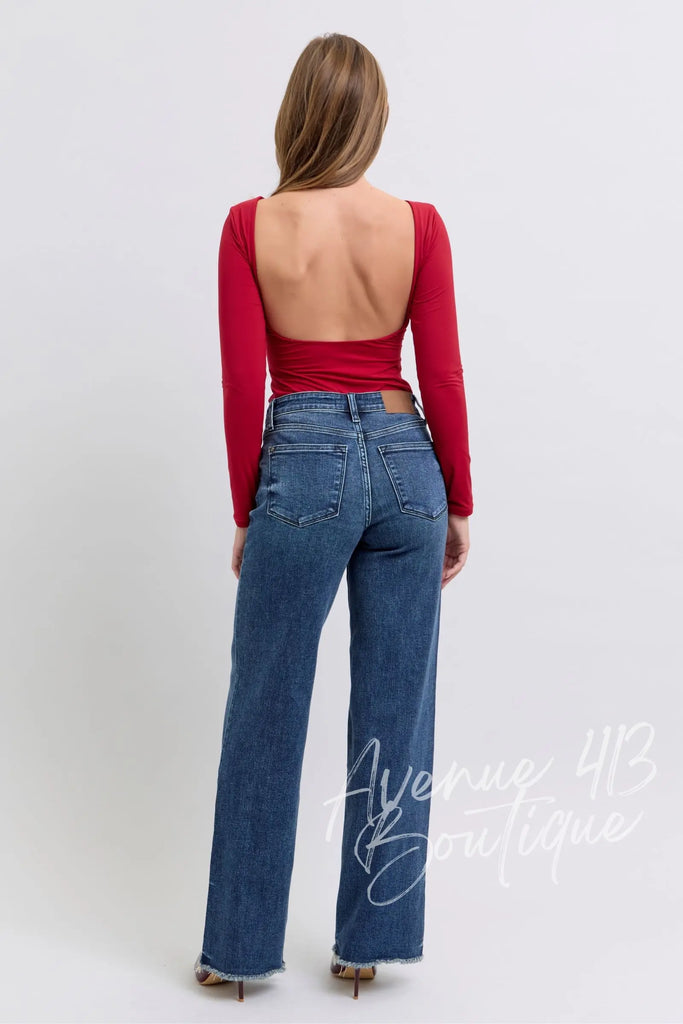 Judy Blue Full Size Raw Hem Mid Rise Jeans Trendsi