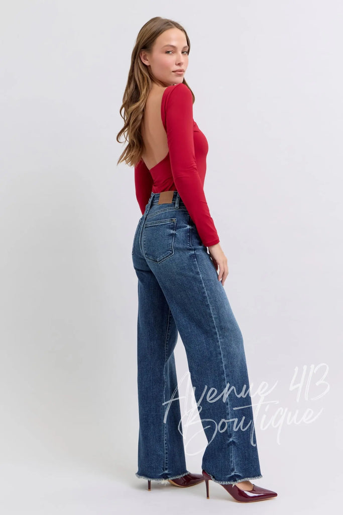 Judy Blue Full Size Raw Hem Mid Rise Jeans Trendsi