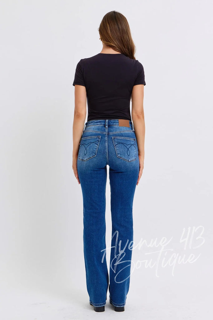 Judy Blue Full Size Run Mid-Rise Bootcut Jeans with Thermal Lining Trendsi