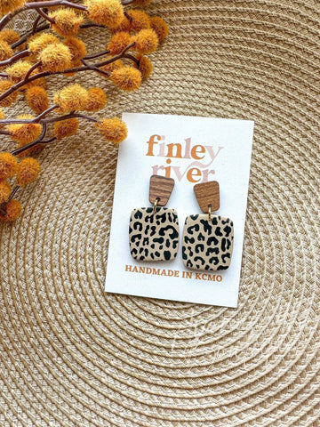 Rachel | Leopard | Clay Earrings Finley River Millworks