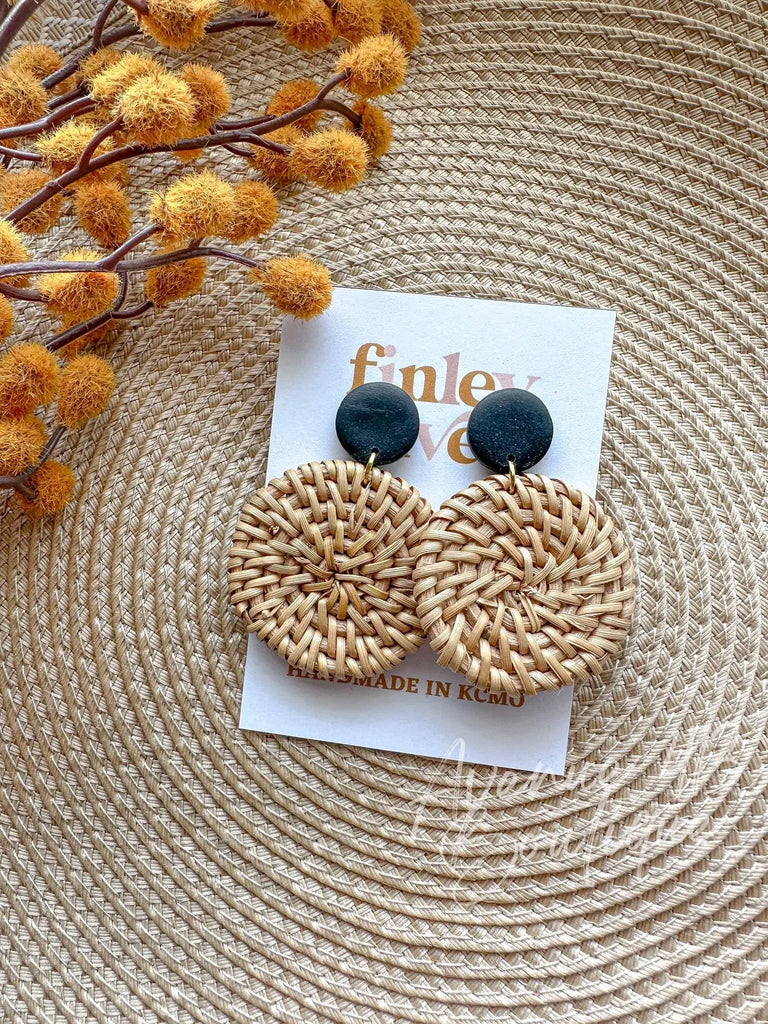 Rattan Dangles | Dark Circles | Earrings Finley River Millworks