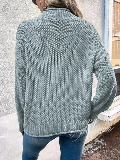 Roll Hem Drop Shoulder Sweater Trendsi