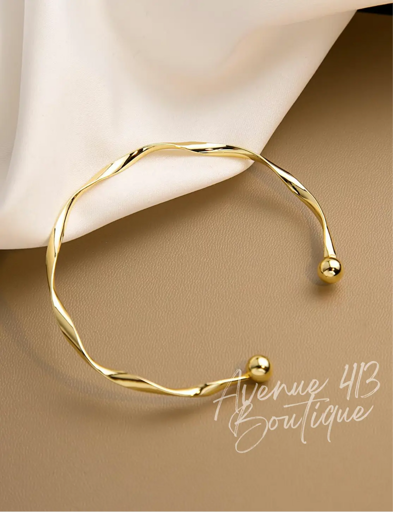 Twisted Gold Cuff Bracelet Avenue 413 Boutique