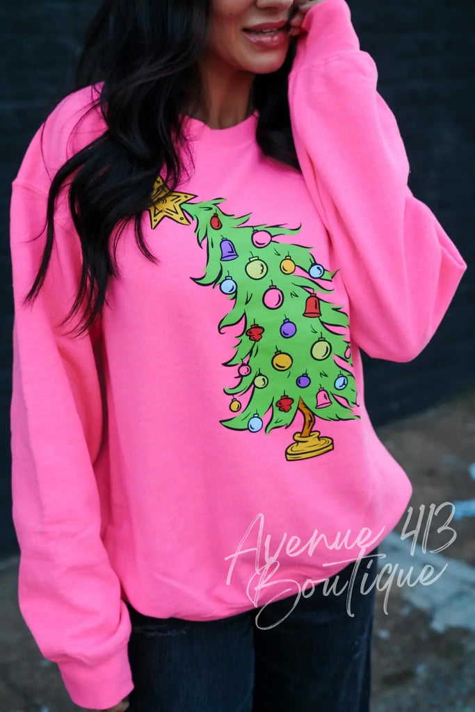 Whimsical Christmas Tree Sweatshirt Avenue 413 Boutique