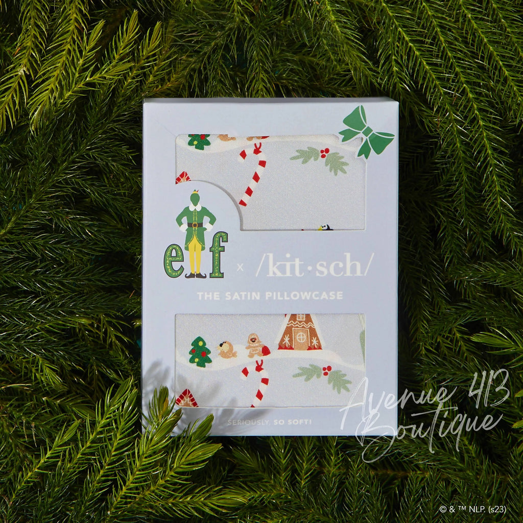 elf x kitsch Satin Pillowcase- Periwinkle Christmas KITSCH