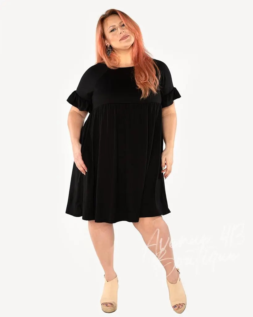 Baby Doll Tunic Dress (BLACK) Avenue 413 Boutique