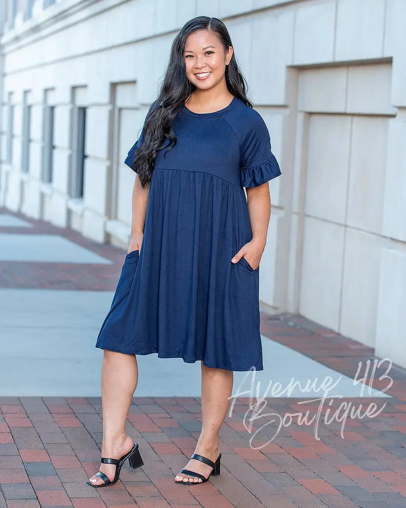 navy blue baby doll dress Sweetheart Babydoll Dress – Cotton Candy LA main image 0