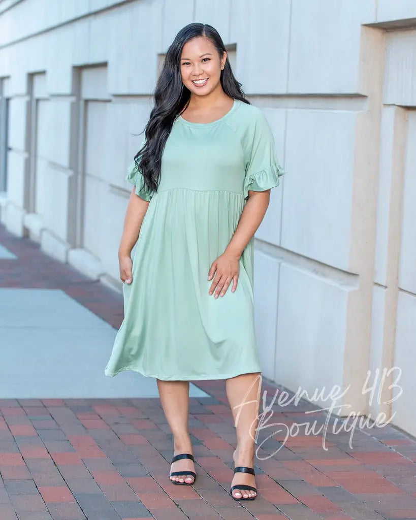 Baby Doll Tunic Dress (Sage) - Avenue 413 Boutique Baby Doll Tunic Dress (Sage) - Avenue 413 Boutique