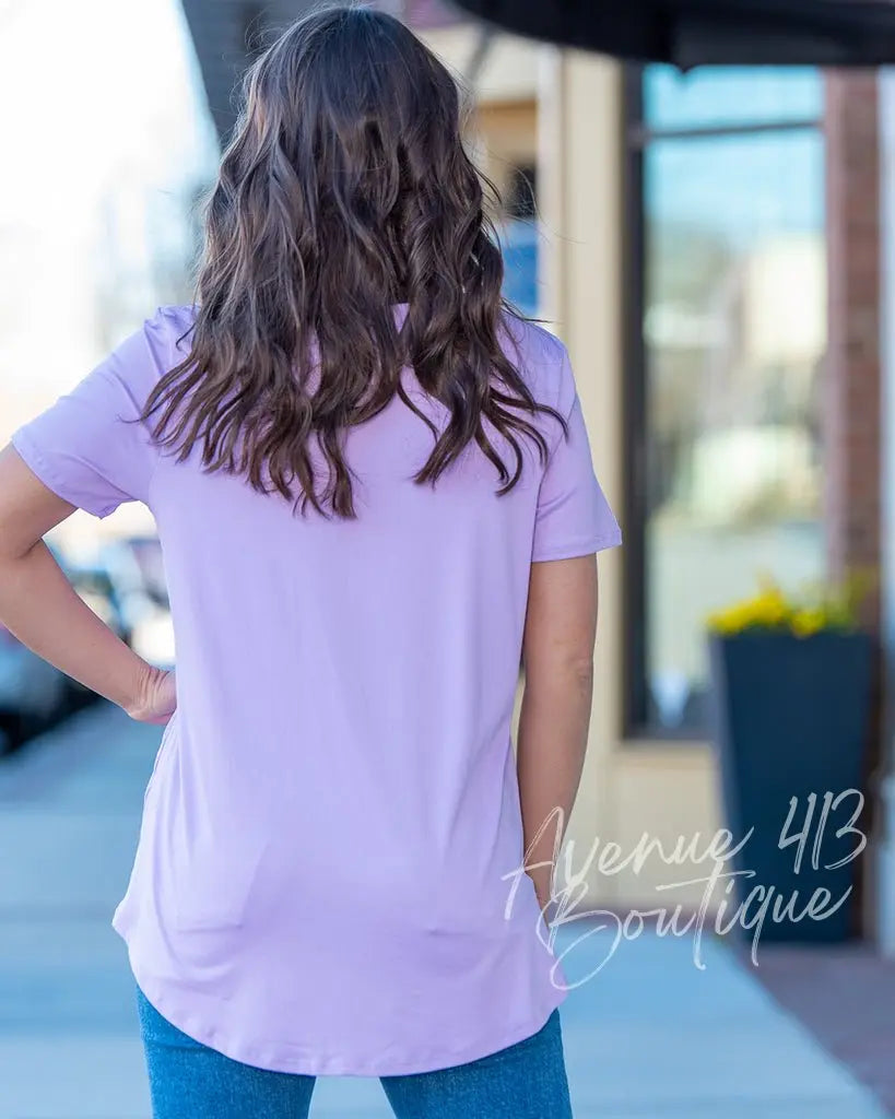 Basic V Neck Flattering Fit Top (Lavender) Avenue 413 Boutique