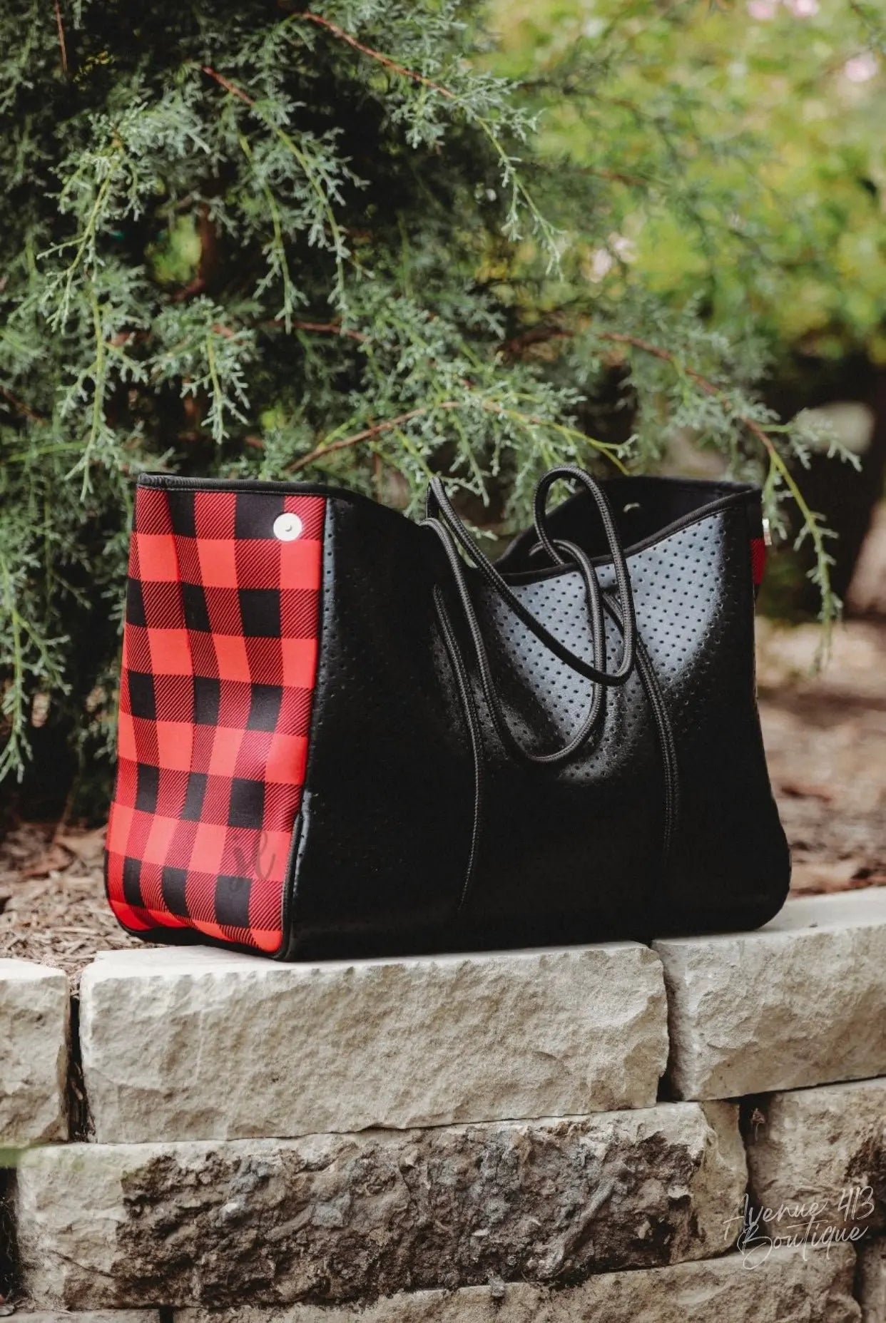 Tan Checkered Neoprene Bag