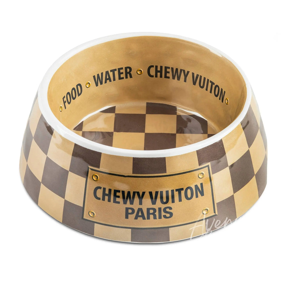 Checker Chewy Vuiton Bowl Haute Diggity Dog