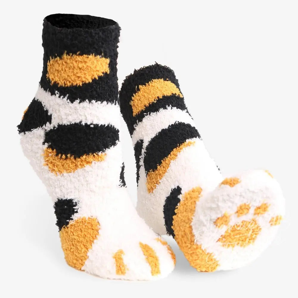 Comfy Luxe Fuzzy Knit Paw Print Socks Avenue 413 Boutique