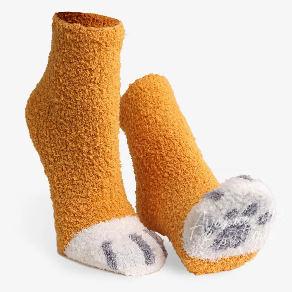 Comfy Luxe Fuzzy Knit Paw Print Socks Avenue 413 Boutique