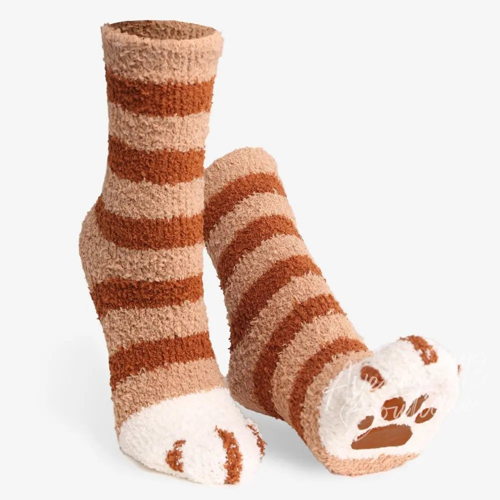 Comfy Luxe Fuzzy Knit Paw Print Socks Avenue 413 Boutique