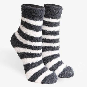 Comfy Luxe Fuzzy Knit Striped Socks Avenue 413 Boutique