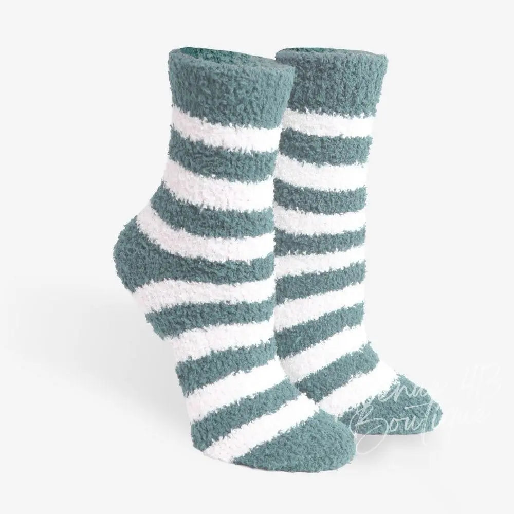 Comfy Luxe Fuzzy Knit Striped Socks Avenue 413 Boutique