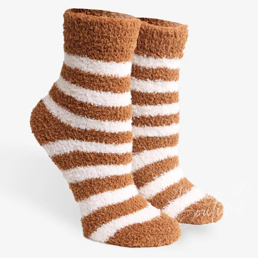 Comfy Luxe Fuzzy Knit Striped Socks Avenue 413 Boutique