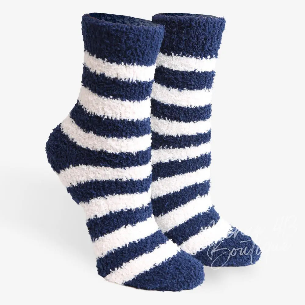 Comfy Luxe Fuzzy Knit Striped Socks Avenue 413 Boutique