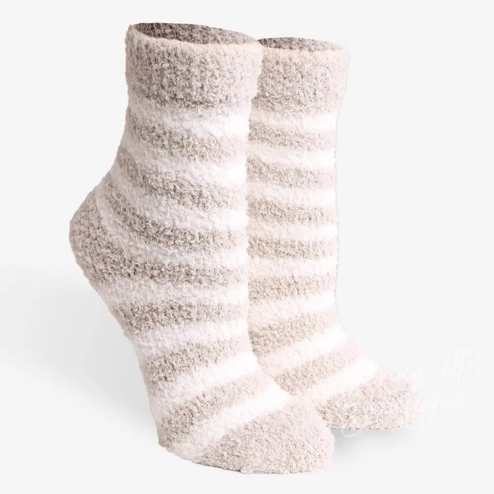 Comfy Luxe Fuzzy Knit Striped Socks Avenue 413 Boutique