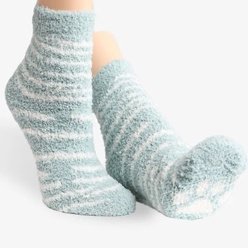 Comfy Luxe Fuzzy Knit Zebra Print Socks Avenue 413 Boutique