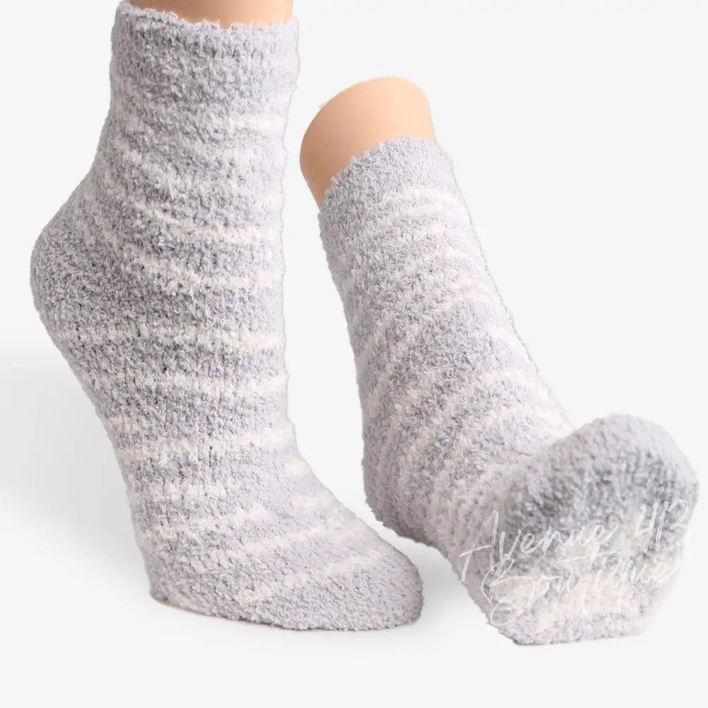 Comfy Luxe Fuzzy Knit Zebra Print Socks Avenue 413 Boutique