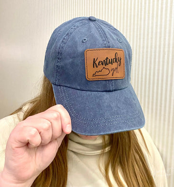 Kentucky Girl Leather Patch Baseball Hat Avenue 413 Boutique