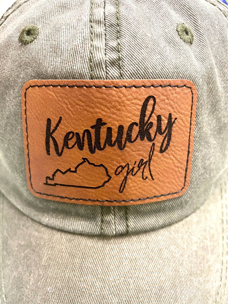 Kentucky Girl Leather Patch Baseball Hat Avenue 413 Boutique