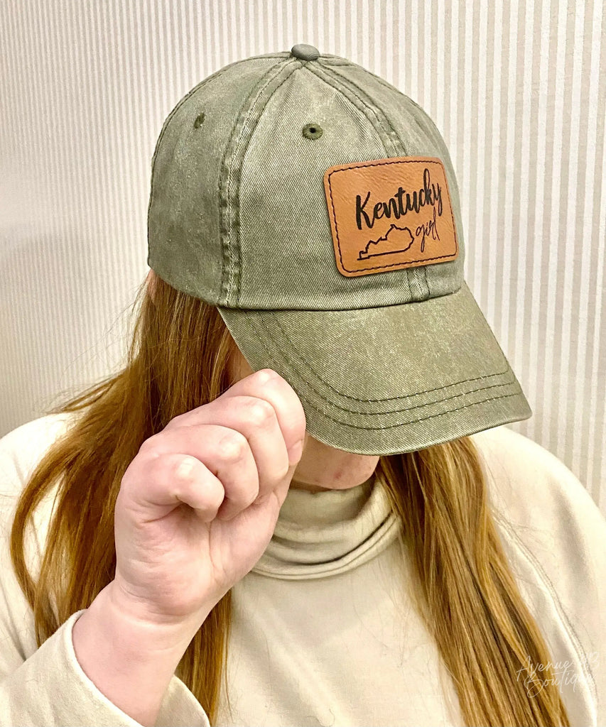 Kentucky Girl Leather Patch Baseball Hat Avenue 413 Boutique