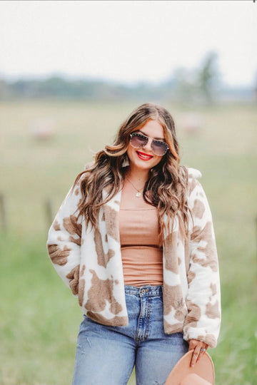 Martina Faux Fur Cow Jacket Avenue 413 Boutique