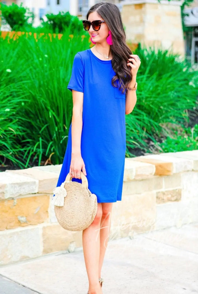NEW Maddy T-Shirt Dress Royal Blue Avenue 413 Boutique