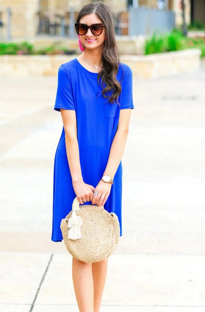 NEW Maddy T-Shirt Dress Royal Blue Avenue 413 Boutique