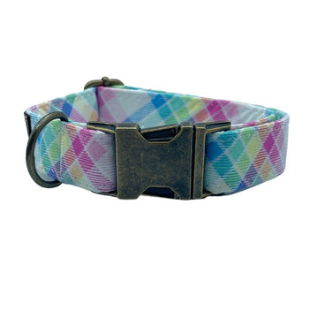 NEW Pastel Plaid Dog Collar Avenue 413 Boutique