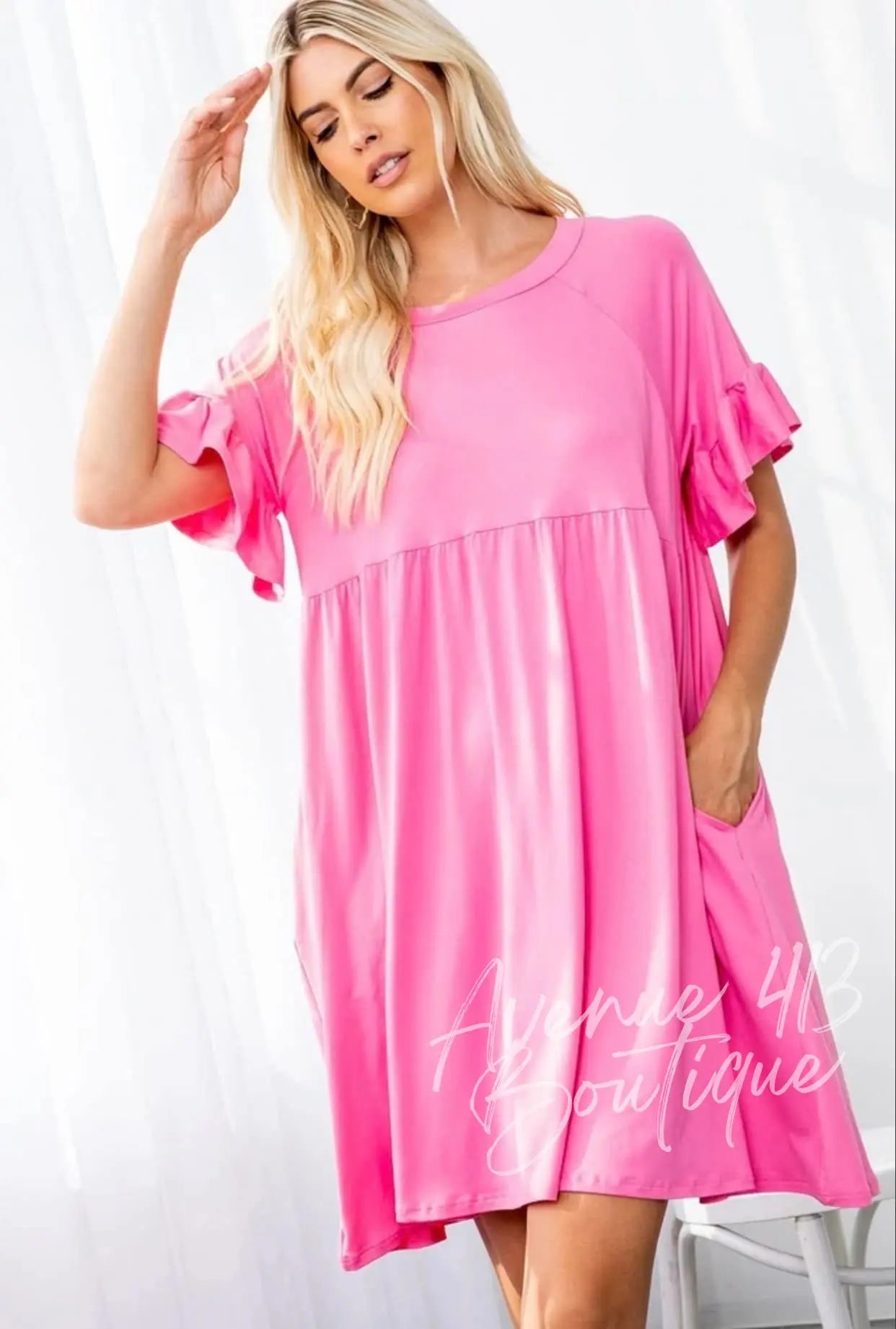 pink babydoll dress plus size Women's Soft Chaos Dress, Pink