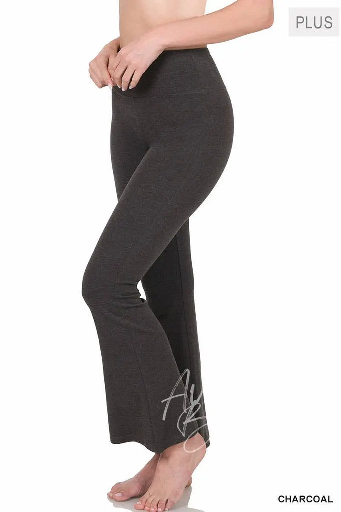 @SI-22585 PLUS WIDE WAISTBAND YOGA FLARE PANTS 42POPS