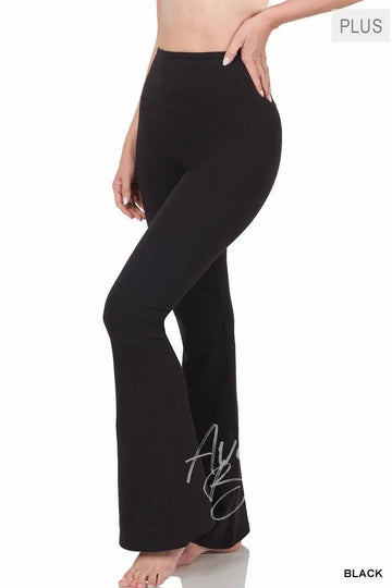 @SI-22585 PLUS WIDE WAISTBAND YOGA FLARE PANTS 42POPS