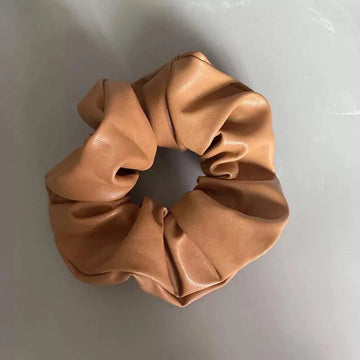 Tan Vegan Leather Scrunchies Avenue 413 Boutique