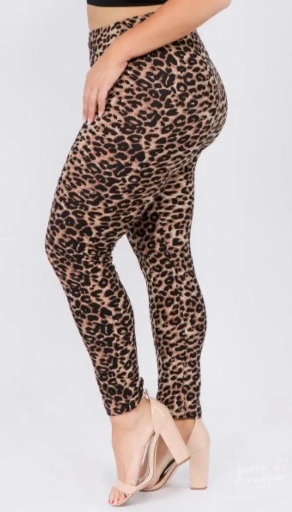 Womens Plus Size Cheetah Leggings Avenue 413 Boutique